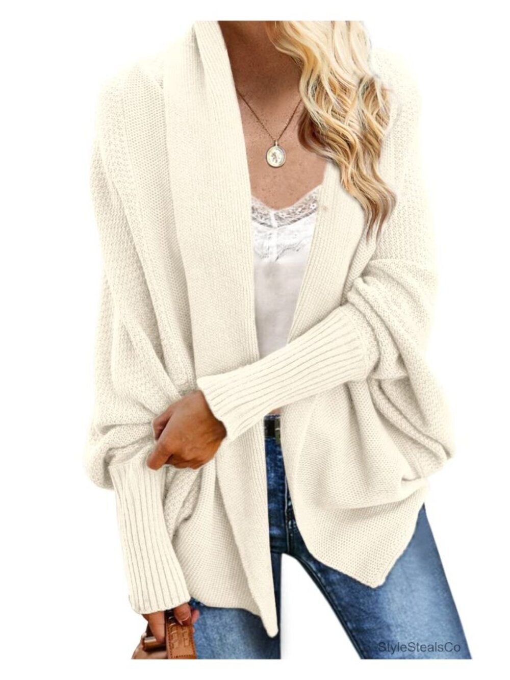 Chunky Cable Knit Batwing Cardigan Sweater Oversized Wrap